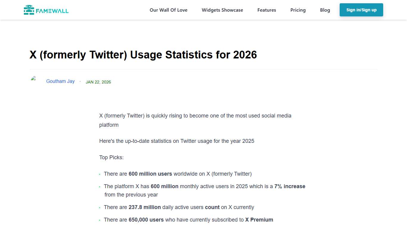 X (formerly Twitter) Usage Statistics for 2026